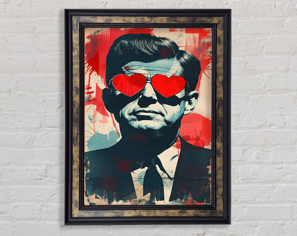Jfk Heart Glasses Framed Print