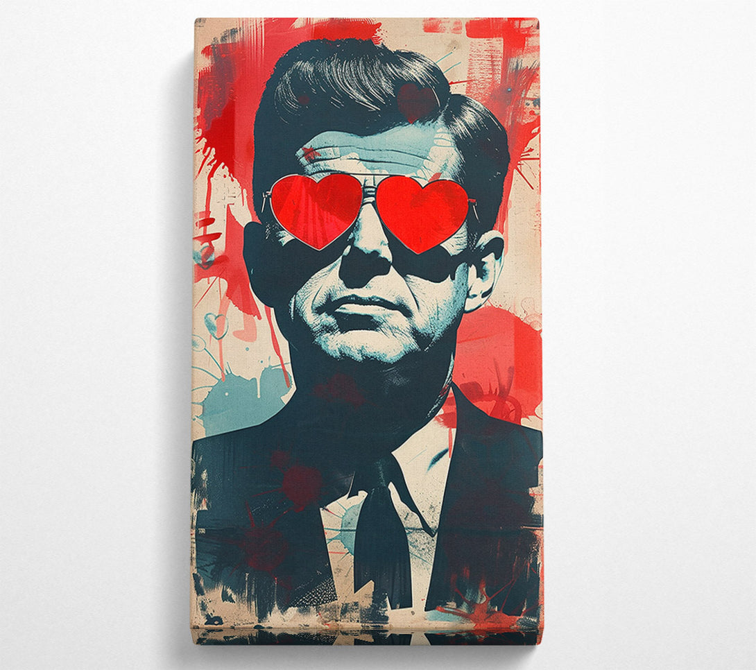  A Canvas Print of Jfk Heart Glasses Canvas Wall Art