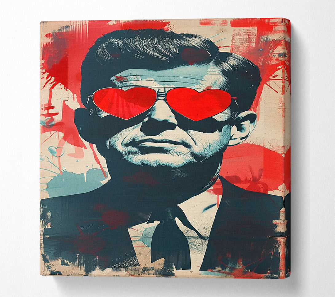  A Canvas Print of Jfk Heart Glasses Canvas Wall Art