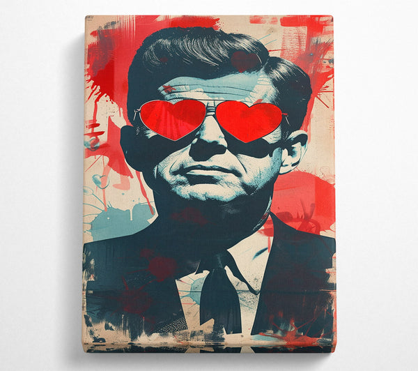  A Canvas Print of Jfk Heart Glasses Canvas Wall Art