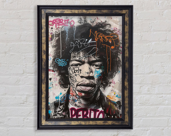 Jimi Graffiti Framed Print