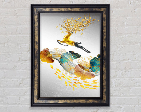 Jumping Deer Framed Print