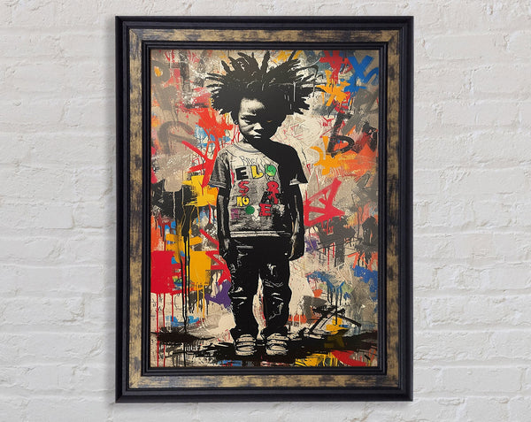 Kid Stare Graffiti Framed Print