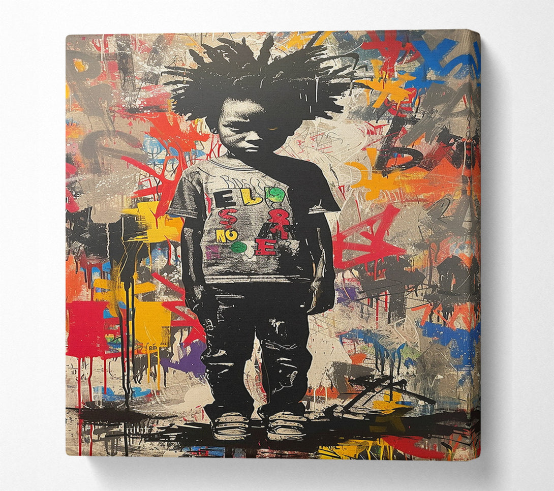  A Canvas Print of Kid Stare Graffiti Canvas Wall Art