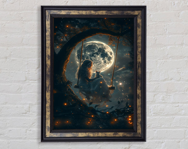 Kitten On A Swing Framed Print