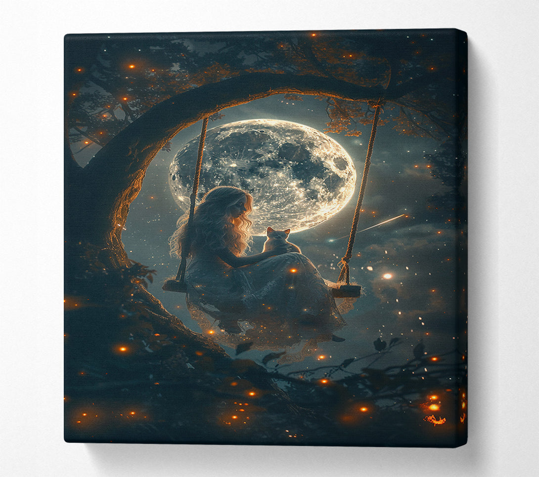  A Canvas Print of Kitten On A Swing Canvas Art