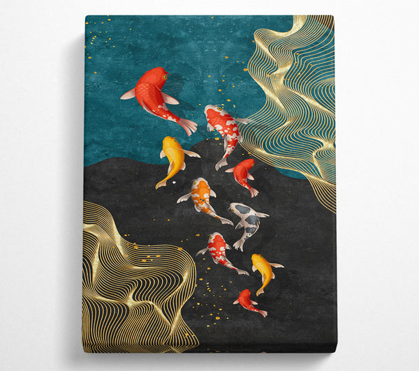  A Canvas Print of Koi Fish Flow Canvas Wall Art