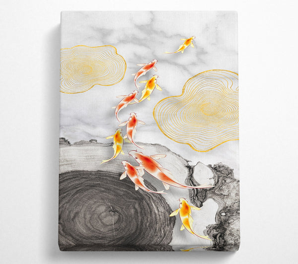 A Canvas Print of Koi Fish Swimming Canvas Print