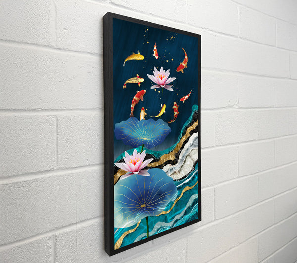 Koi Fish  Flowers Underwater
