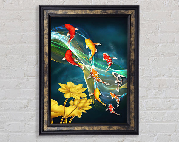 Koi Stream Pond Framed Print