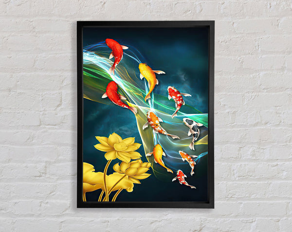 Koi Stream Pond Framed Print