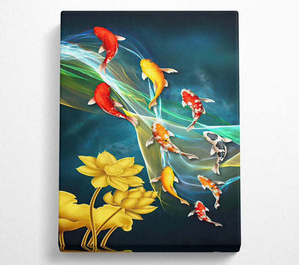  A Canvas Print of Koi Stream Pond Canvas Art