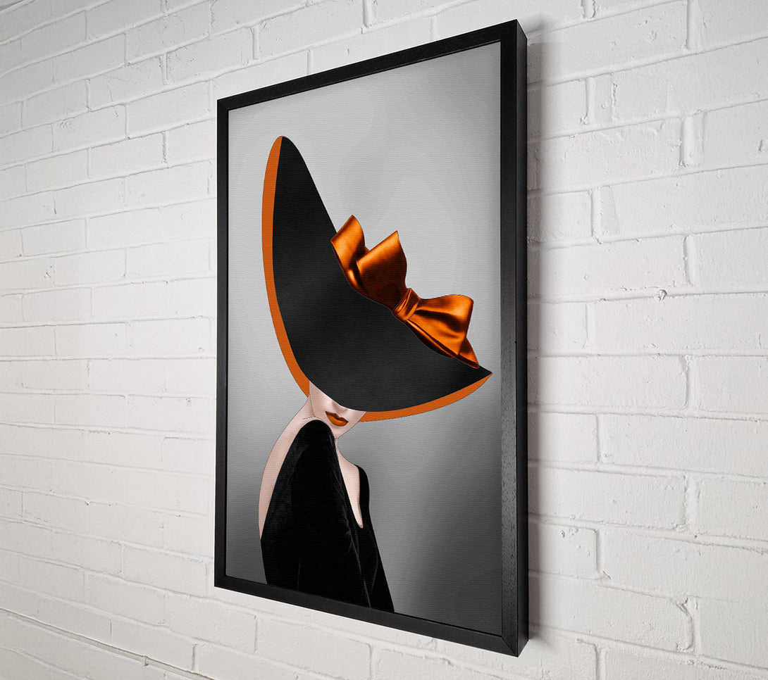  A Canvas Print of Lady In Black Wearing A Hat Canvas Wall Art