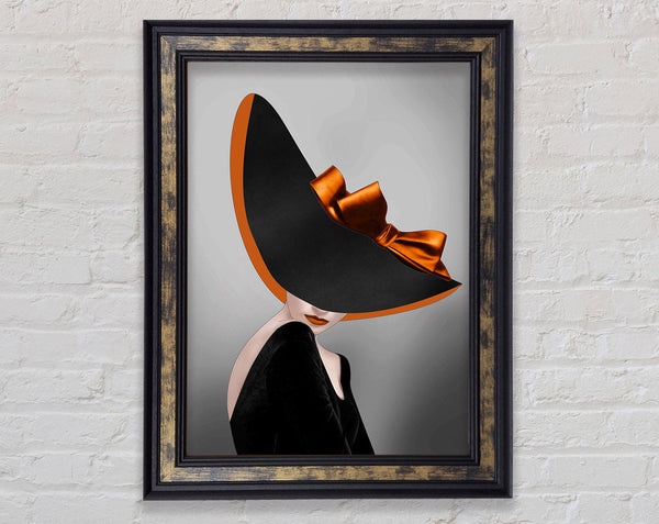 Lady In Walnut Wearing A Hat Framed Print