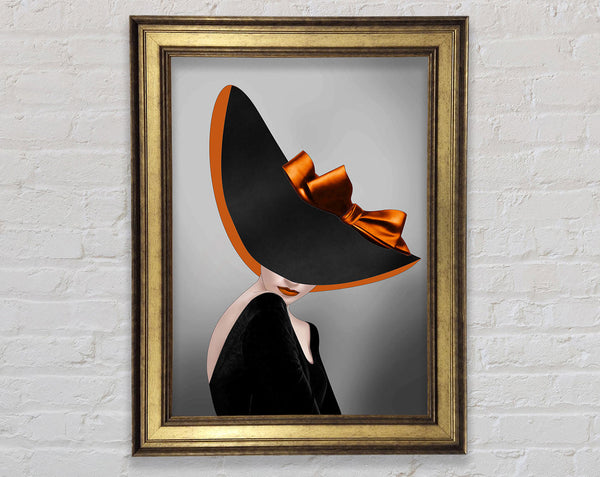 Lady In White Wearing A Hat Framed Print