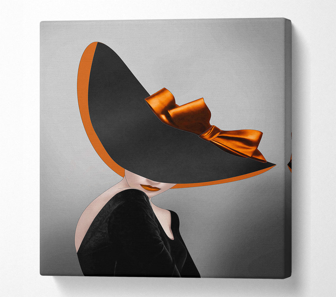  A Canvas Print of Lady In Black Wearing A Hat Canvas Wall Art