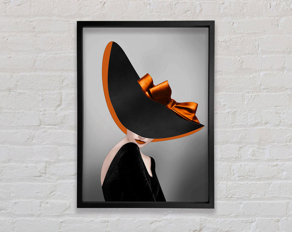Lady In Black Wearing A Hat Framed Print