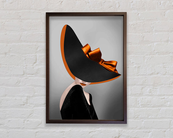 Lady In Walnut Wearing A Hat Framed Print