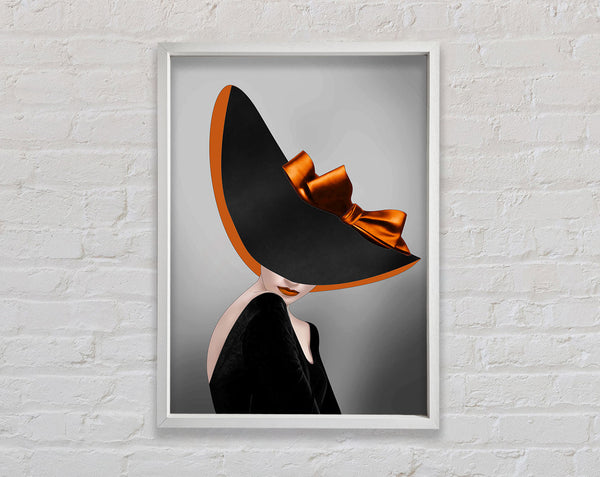 Lady In White Wearing A Hat Framed Print