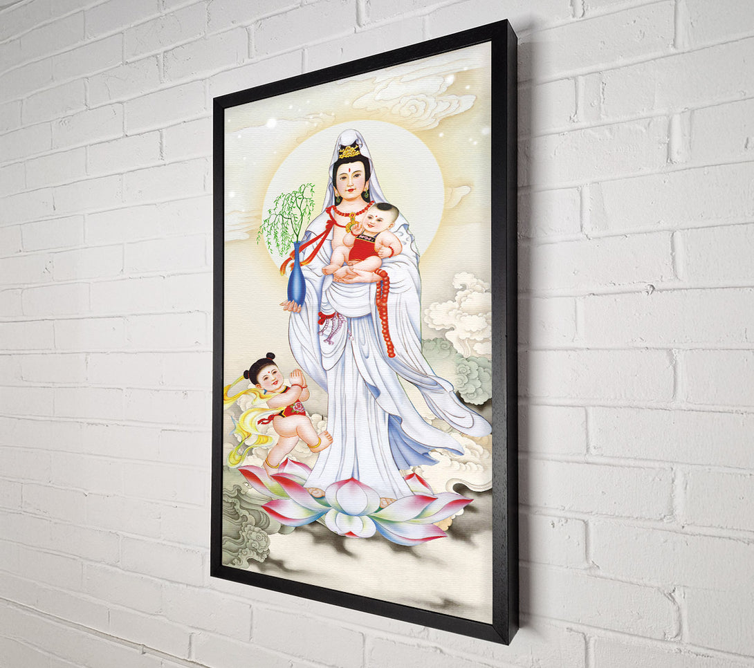  A Canvas Print of Lady In Gown With Two Kids Canvas Art