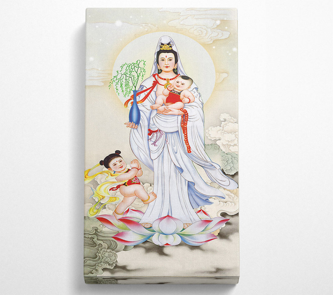  A Canvas Print of Lady In Gown With Two Kids Canvas Art
