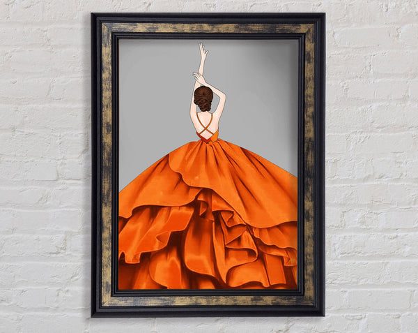 Lady In Large Orange Dress Framed Print