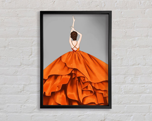 Lady In Large Orange Dress Framed Print