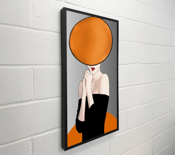 Lady In Orange Hat Wearing Black Dress