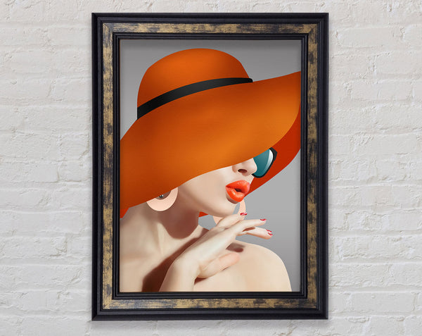 Lady In Orange Hat Framed Print