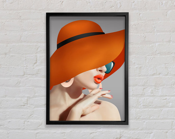 Lady In Orange Hat Framed Print