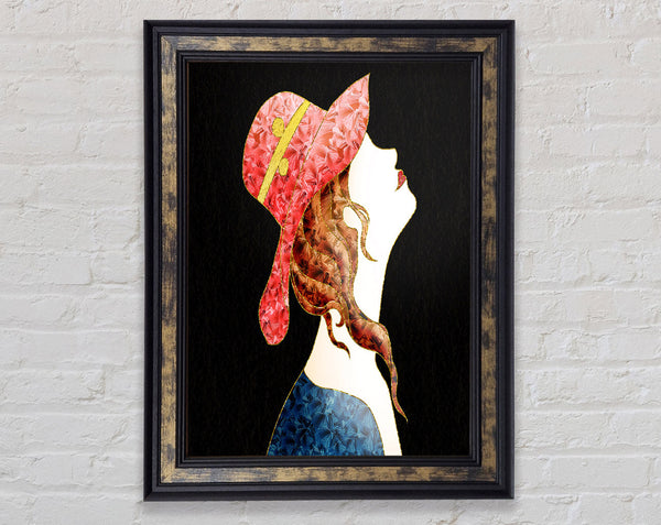 Lady With A Red Hat Framed Print