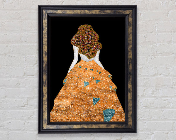 Lady With Orange Dress Framed Print
