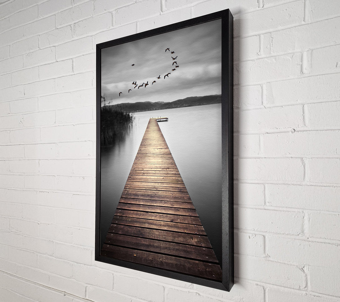  A Canvas Print of Lake Boardwalk Grey Canvas Wall Art