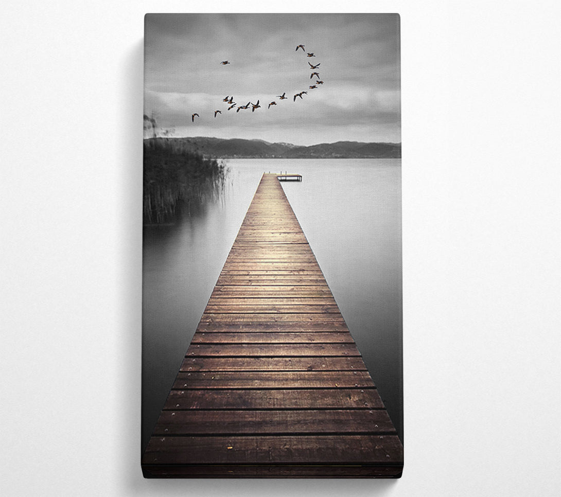  A Canvas Print of Lake Boardwalk Grey Canvas Wall Art