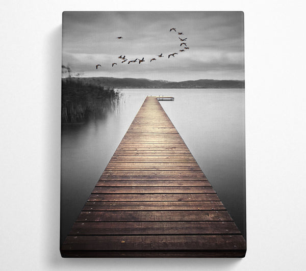  A Canvas Print of Lake Boardwalk Grey Canvas Wall Art