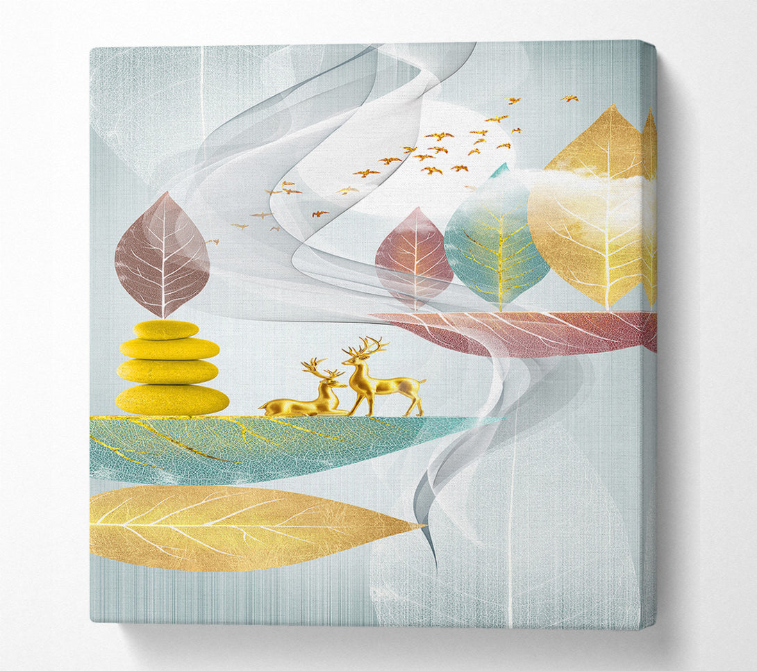  A Canvas Print of Leaf Deer Canvas Wall Art