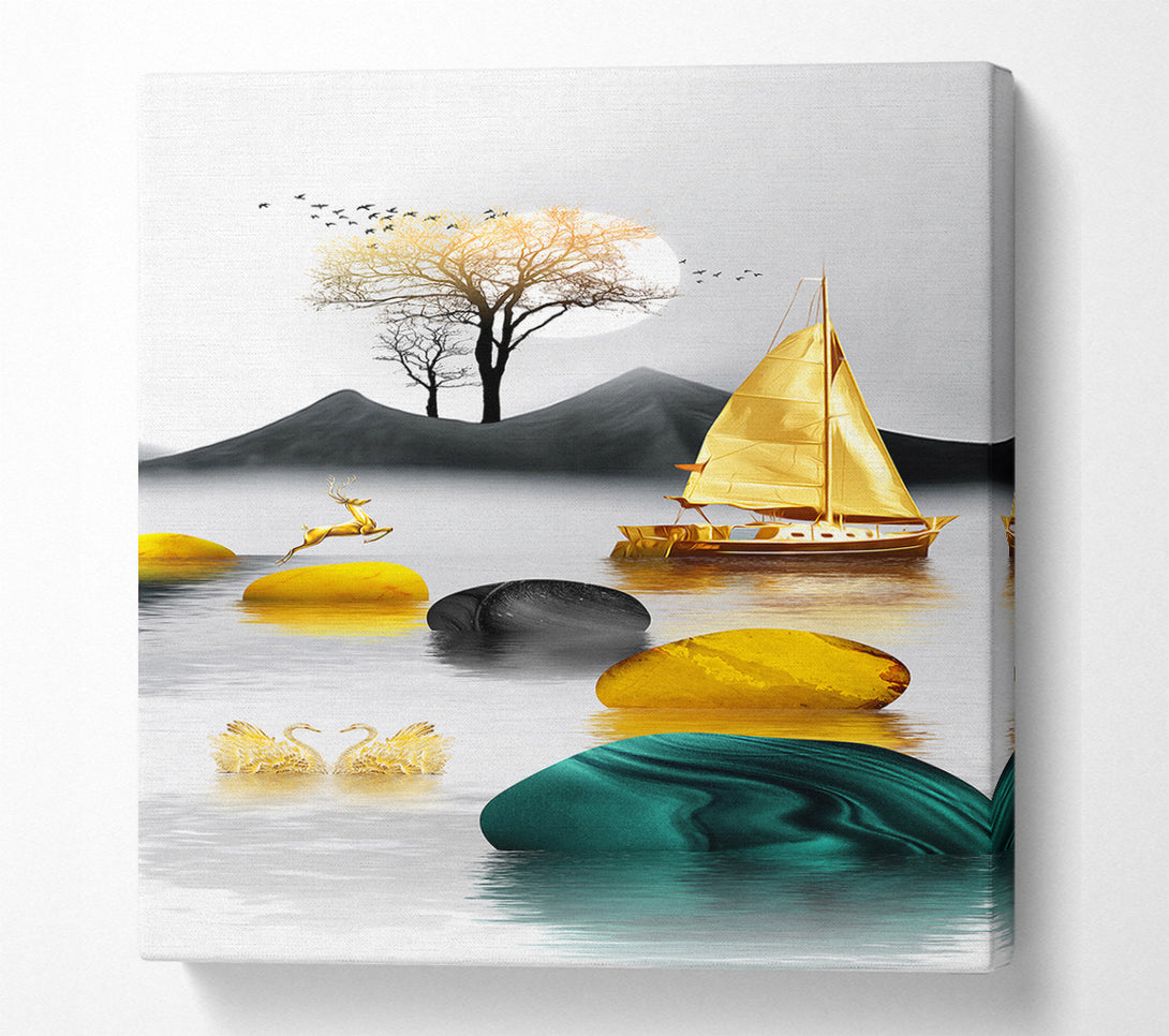  A Canvas Print of Leaping Deer (1) Canvas Wall Art