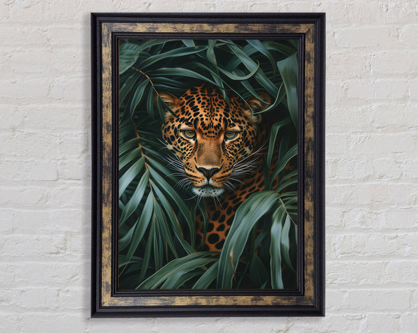 Leopard In The Leaves Framed Print