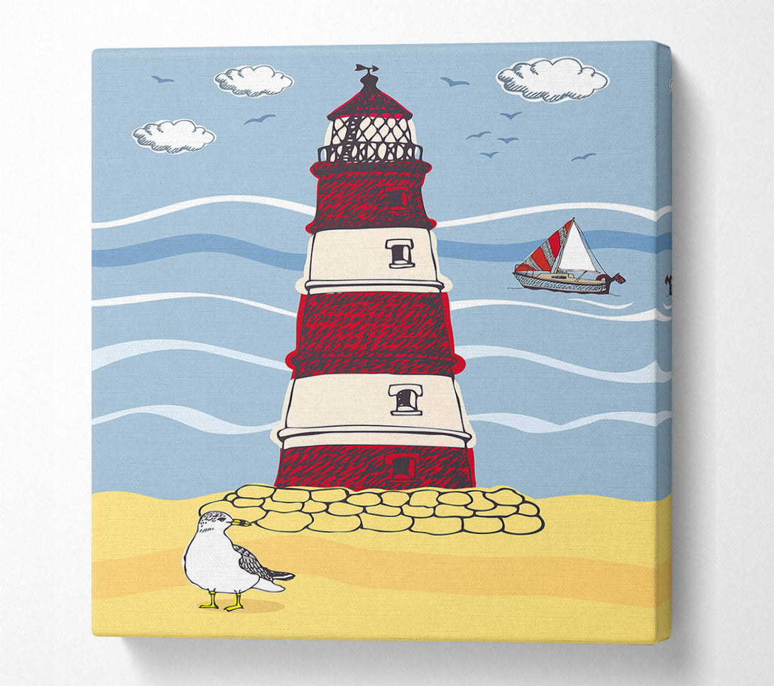  A Canvas Print of Light House Bird Watch Canvas Art