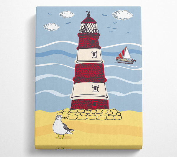  A Canvas Print of Light House Bird Watch Canvas Art