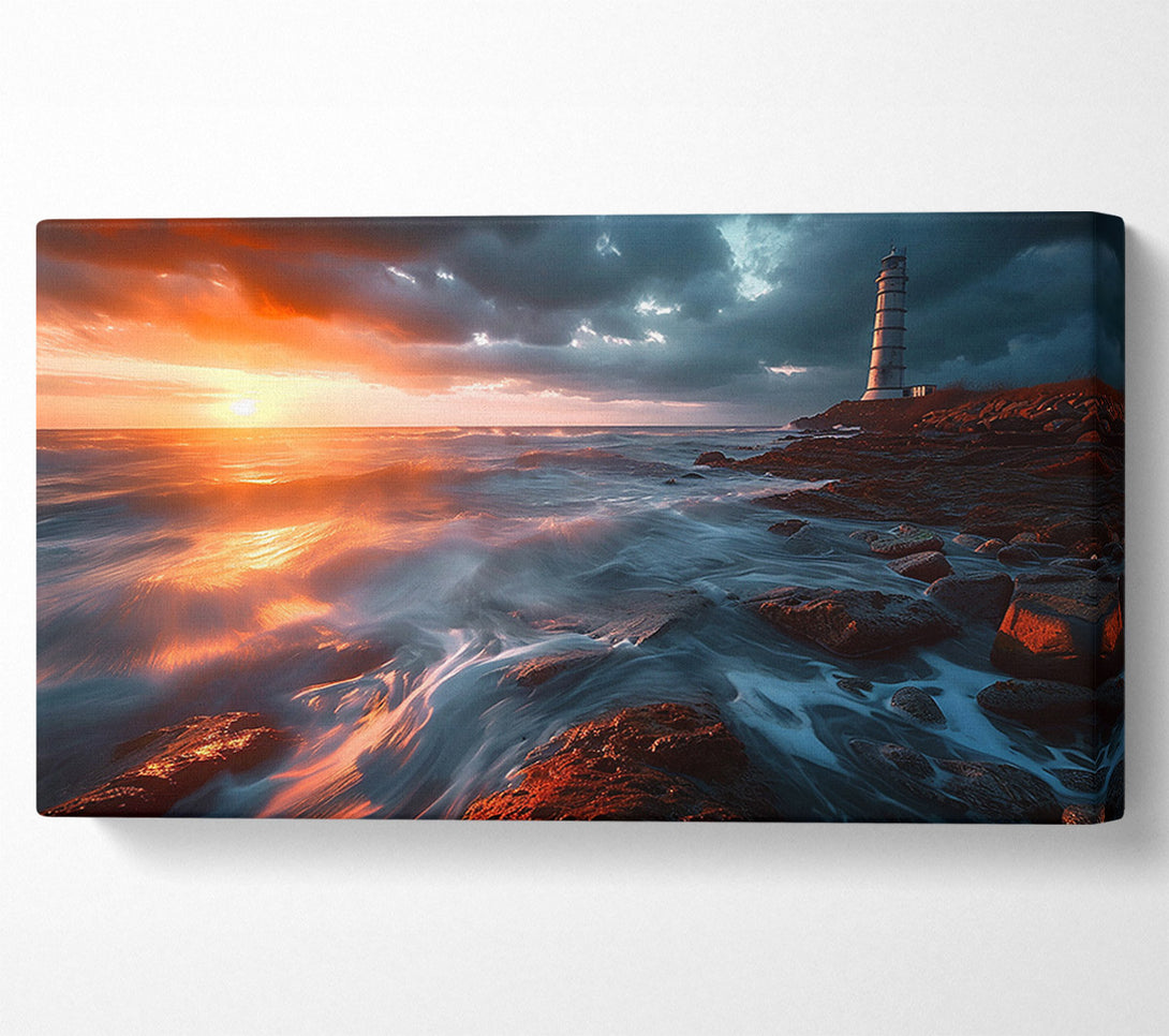 A Canvas Print of Lighthouse On The Rocks Canvas Wall Art