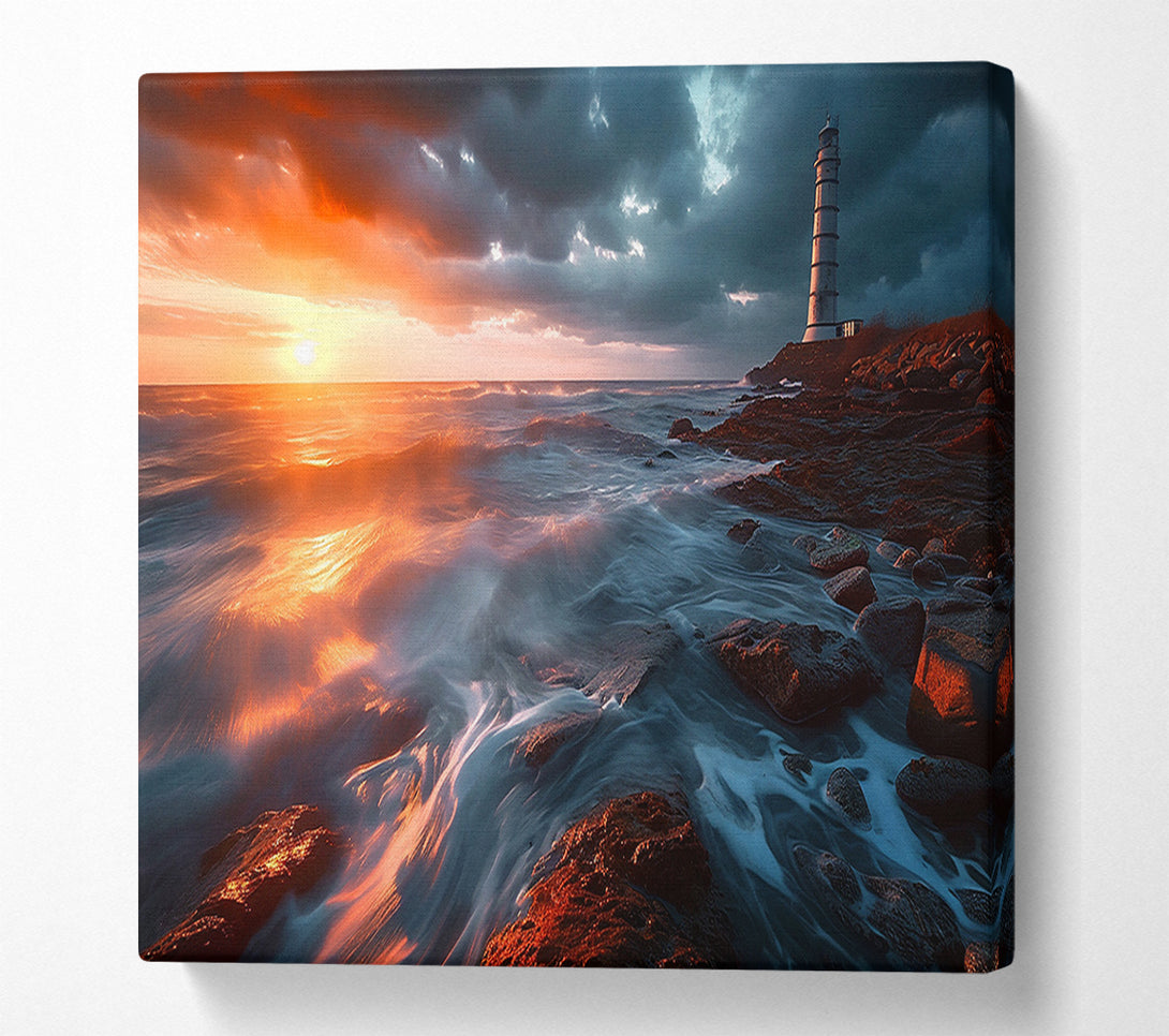  A Canvas Print of Lighthouse On The Rocks Canvas Wall Art