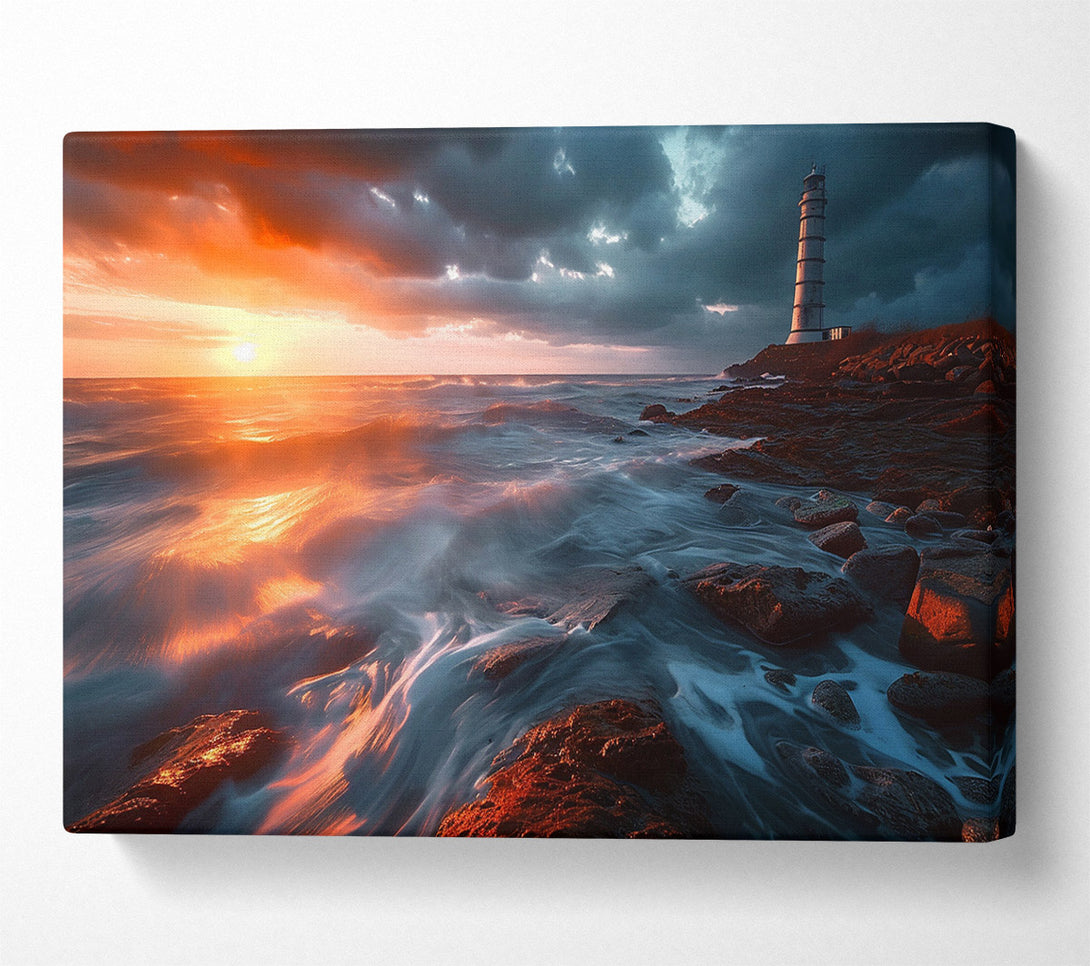  A Canvas Print of Lighthouse On The Rocks Canvas Wall Art
