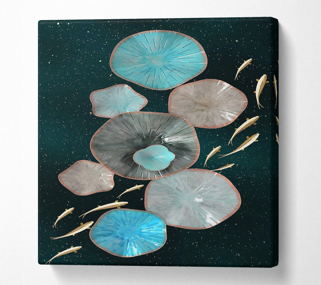  A Canvas Print of Lily Pads With Golden Fish Canvas Art