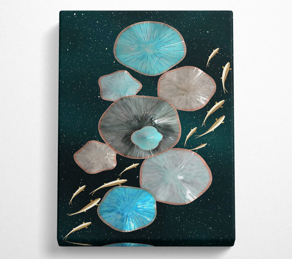  A Canvas Print of Lily Pads With Golden Fish Canvas Art