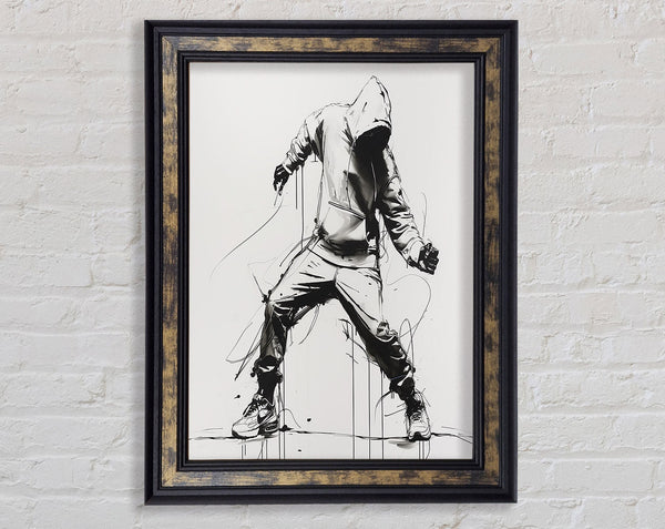 Line Drawing Banksy Framed Print