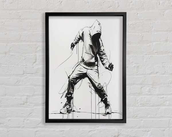 Line Drawing Banksy Framed Print