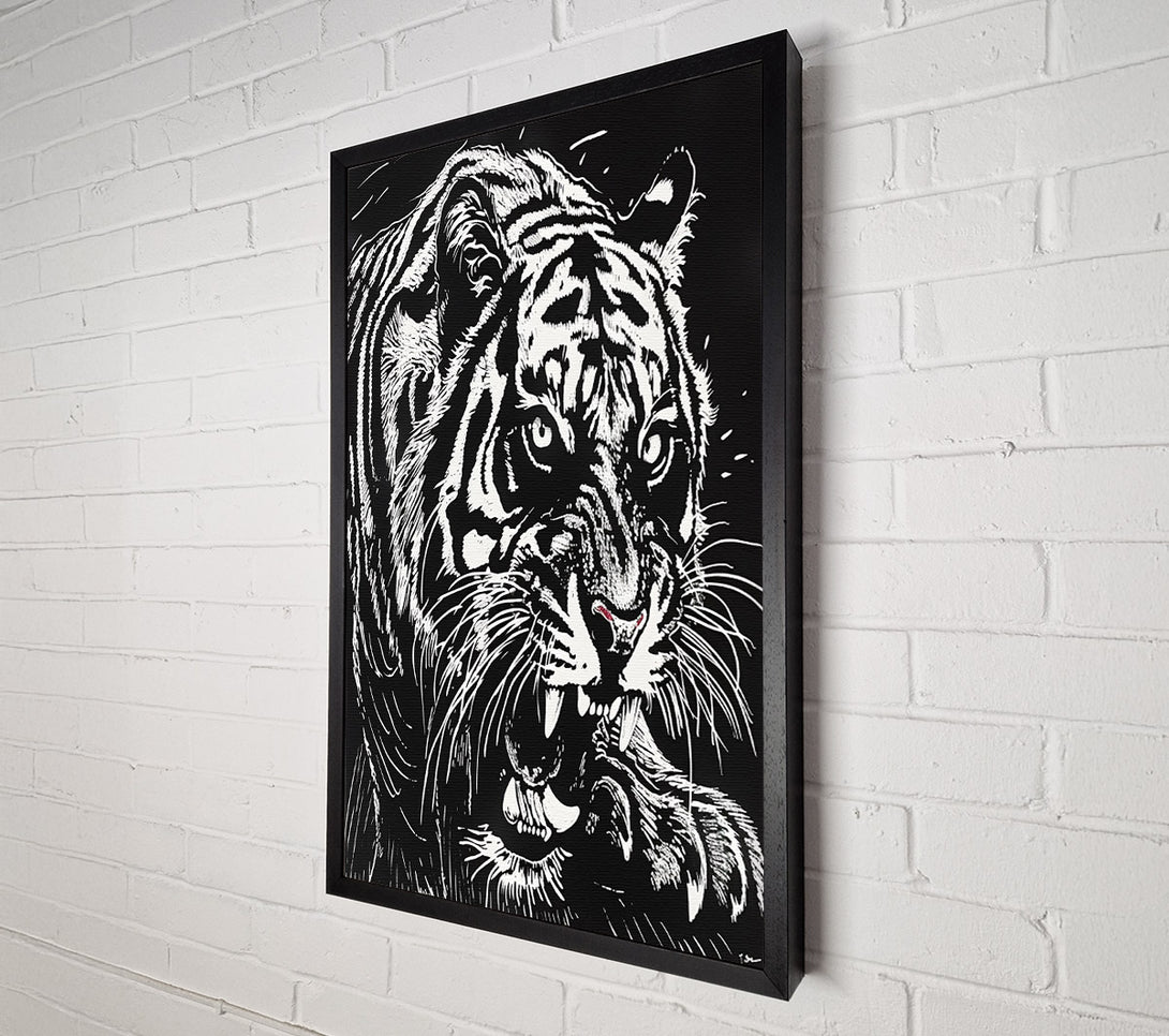  A Canvas Print of Lino Tiger Print Canvas Wall Art