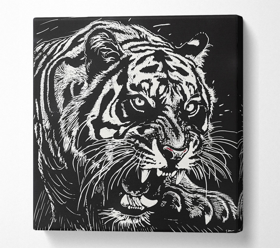  A Canvas Print of Lino Tiger Print Canvas Wall Art