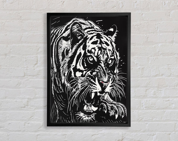 Lino Tiger Print Framed Print